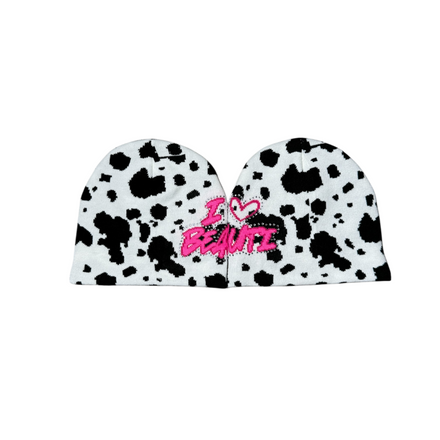 I ♥ BeauTi Beanie (Cow Print)